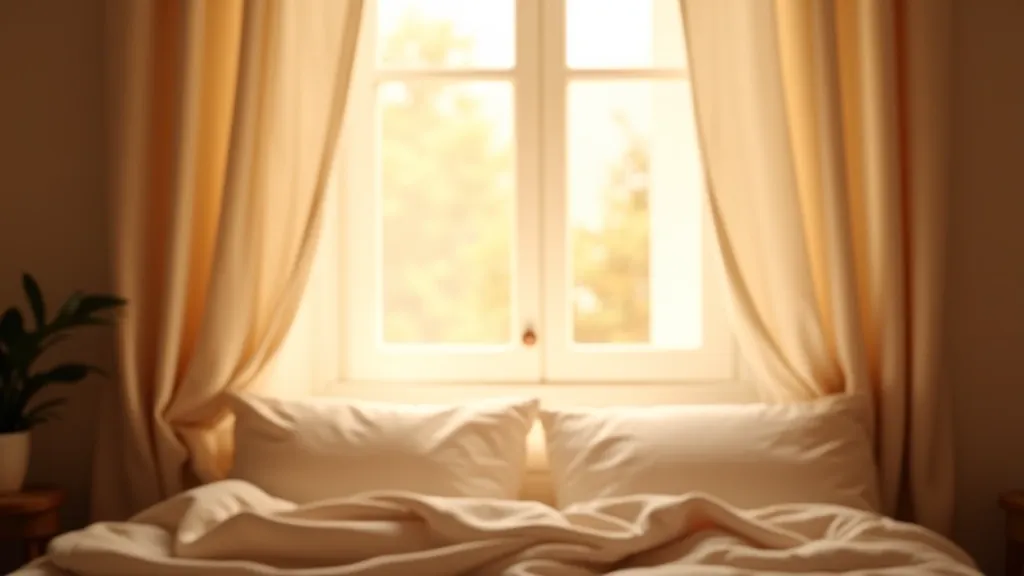 Close-up of elegant linen curtains with natural light filtering through, showing texture and soft diffusion